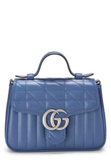 Gucci, Blue Leather CS Marmont Top Handle Bag Mini, Blue