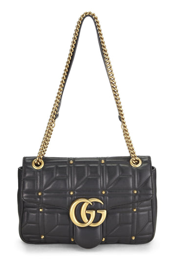 Gucci, Black Studded Leather CS Marmont Shoulder Bag, Black