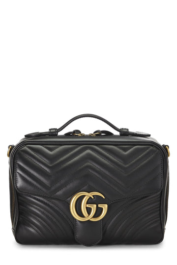 Gucci, Black Leather CS Marmont Top Handle Shoulder Bag Small, Black