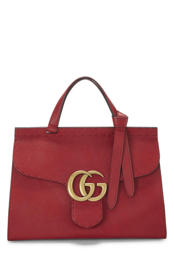 Gucci, Red Leather CS Marmont Top Handle Flap Bag Small, Red