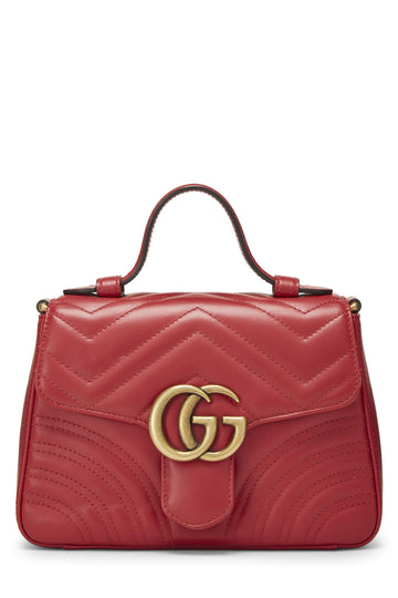 Gucci, Red Leather CS Marmont Top Handle Bag Mini, Red