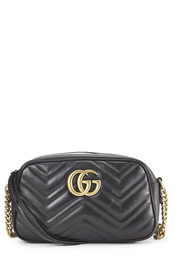 Gucci, Black Leather CS Marmont Crossbody, Black