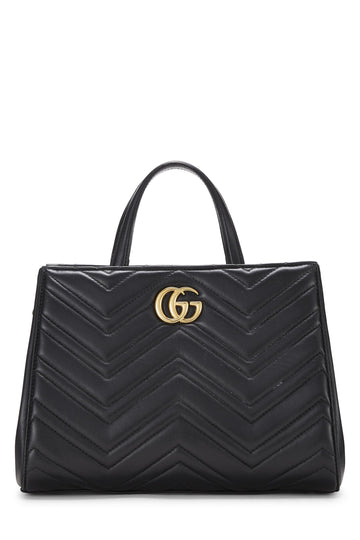 Gucci, Black Leather CS Marmont Top Handle Bag Small, Black
