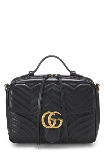 Gucci, Black Leather CS Marmont Top Handle Shoulder Bag Small, Black