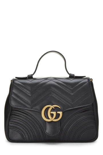 Gucci, Black Leather CS Marmont Top Handle Shoulder Bag Small, Black