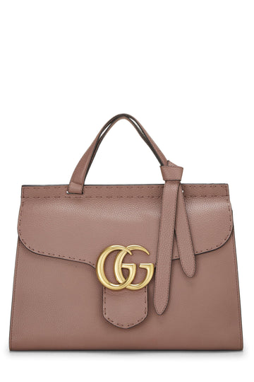 Gucci, Pink Leather Marmont Top Handle Flap Bag, Pink