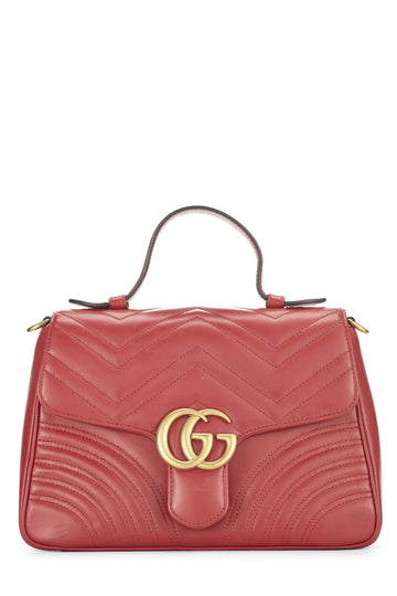 Gucci, Red Leather CS Marmont Top Handle Shoulder Bag Small, Red