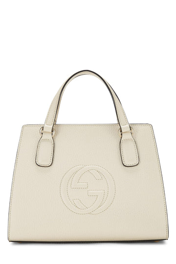 Gucci, Cream Grained Leather Soho Handbag, White