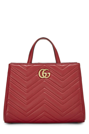 Gucci, Red Leather CS Marmont Top Handle Bag Small, Red