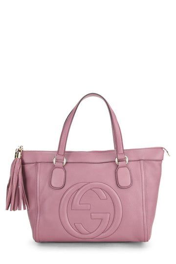 Gucci, Pink Grained Leather Soho Zip Tote, Pink