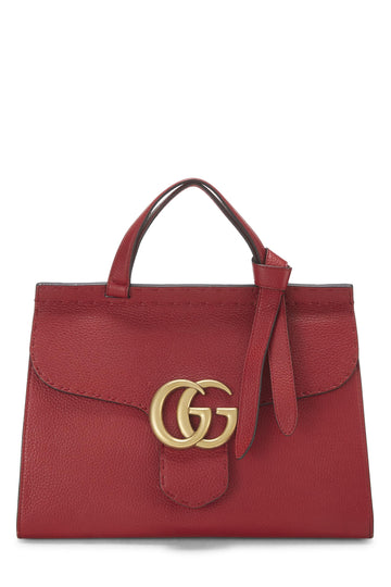 Gucci, Red Leather CS Marmont Top Handle Flap Bag Small, Red