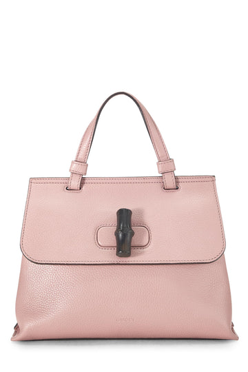 Gucci, Pink Leather Bamboo Daily Handbag Small, Pink