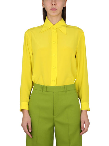 GUCCI Silk Shirt with Pointed Collar and Lined Back for Women