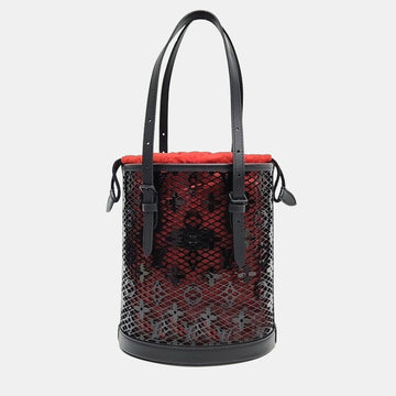 Black Leather Lace Bucket PM Bag
