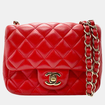 Red Gold Lambskin Shoulder Bag