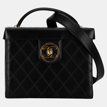 Black Leather CC Turnlock Lambskin Vanity Case