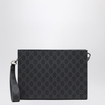 Gucci Small Pouch In Gg Fabric Black/Gray Men