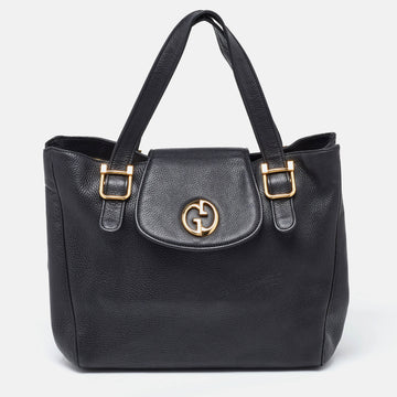 Black Pebbled Leather 1973 Tote