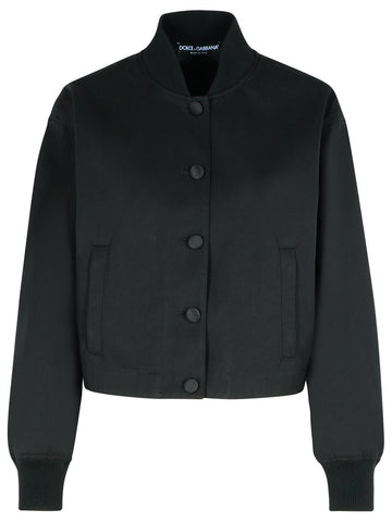 Dolce & Gabbana Black Polyester Blend Bomber Jacket Women