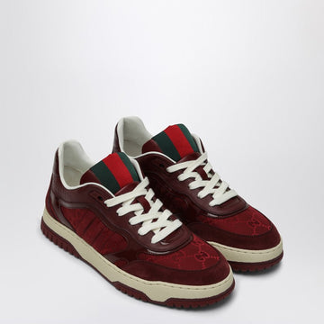 Gucci Re-Web Sneaker In Burgundy Gg Fabric Women