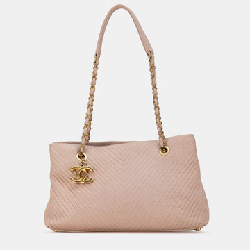 Large Chevron Calfskin Surpique Tote