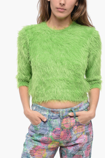 Gucci Crew Neck Eyelash Sweater with 3/4 Sleeves