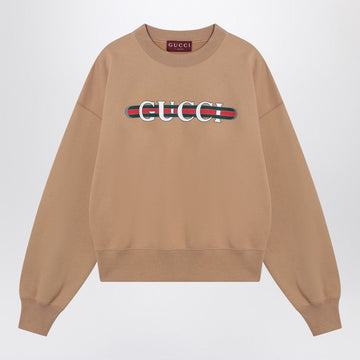 Gucci Caramel-Coloured Sweatshirt With Printed Logo Women