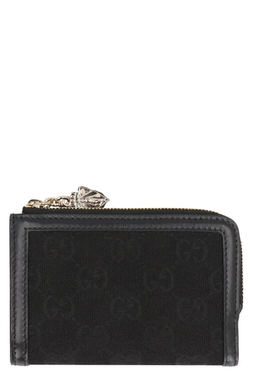 GUCCI Mini Fabric Wallet with Leather Details