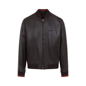 GUCCI Men's Premium Leather Bomber Jacket