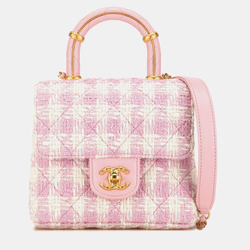Quilted Tweed Crush Top Handle Flap