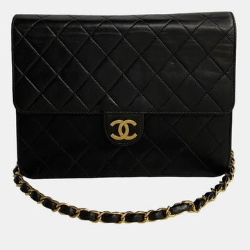 Black Leather Square CC Flap Bag
