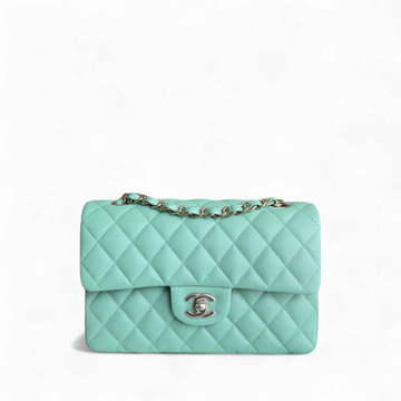 Chanel Classic Flap Small - Caviar 23CM Quilted Grained Calfskin Light Green Light Gold Hardware Microchip