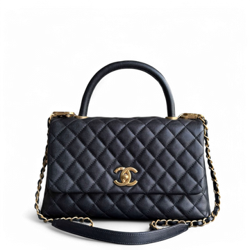 Chanel Coco Handle Medium - Caviar 29CM Quilted Black Gold Hardware Series 23
