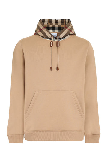 BURBERRY Cotton Hoodie with Checkered Hood for Men
