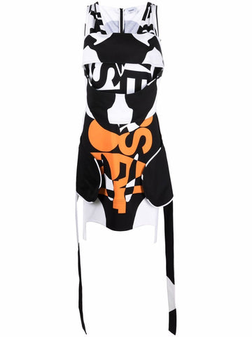 BURBERRY Sleeveless Printed Dress with Oversized Fringes - Size 8