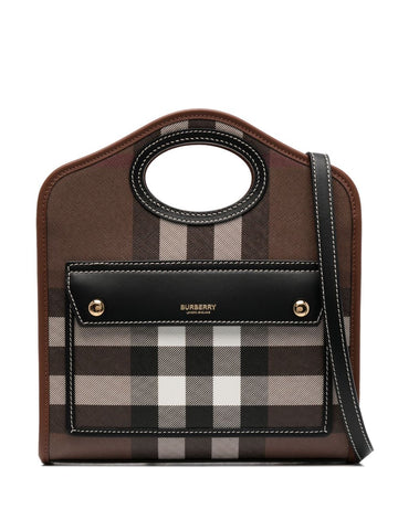 BURBERRY Printed E-Canvas and Leather Mini Pocket Handbag