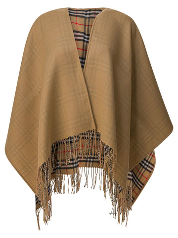 BURBERRY Mini Vintage Check Wool Cape for Women