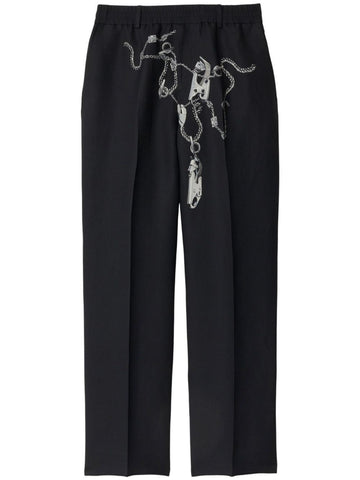 BURBERRY Men's Straight Cut Wool Trousers with Iconic Design