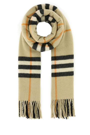 BURBERRY Embroidered Cashmere Scarf - Giant Check Design