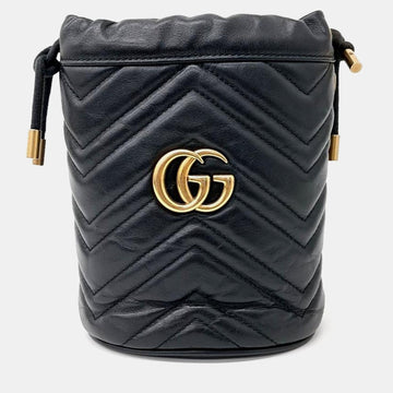 Black Calfskin Matelasse Mini GG Marmont Bucket Bag