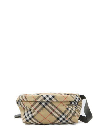 BURBERRY Embroidered Fabric Check Belt Handbag