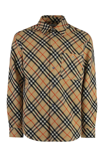 BURBERRY Wool Overshirt with Check Motif - SS25