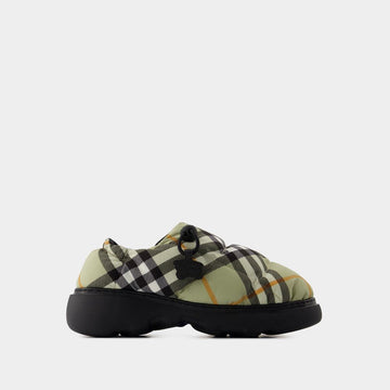 BURBERRY Printed Fabric Pillow Check Slip-Ons for Women