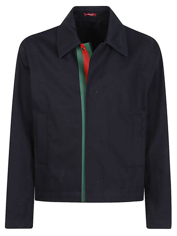 GUCCI Men's Cotton Jacket with Pointed Collar and Zip Fastening