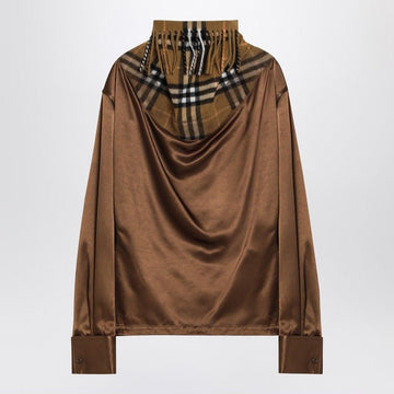 BURBERRY Satin Shirt with Check Panel - FW24 Women's