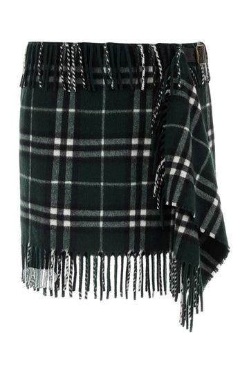 BURBERRY Embroidered Wool Blend Mini Skirt