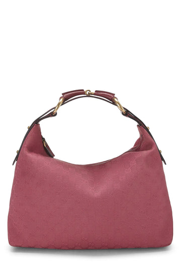 Gucci, Pink Original CS Canvas Horsebit Hobo, Pink