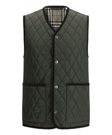 BURBERRY Men's Quilted Vest with Front Press-Stud Fastening