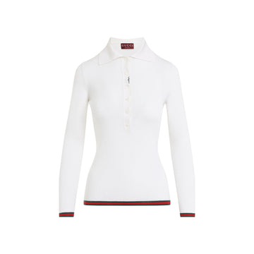 GUCCI Polo Knit Web Cashmere Blend Top for Women