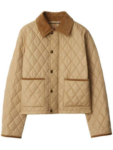 BURBERRY Women’s Diamond Quilted Down Jacket with Buttons